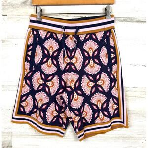 Murano Mens S Blue Pink Shell Print Tie Waist Pull On Viscose Summer Shorts NEW